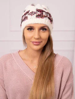 Dámska čiapka Otylia K387 ecru+bordeaux