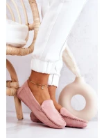 Zamszowe Mokasyny Damskie Różowe Morreno