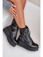 Kožené Botky Worker Na Platformě A Klínu model 21678220 Černé - Maciejka