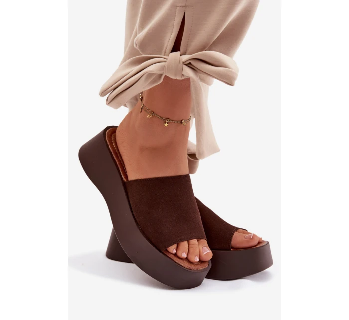 Ženské platformové nazouváky Čokoládové Liorisse