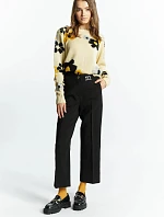 Dámske elegantné nohavice s logom značky / Čierna - Monnari