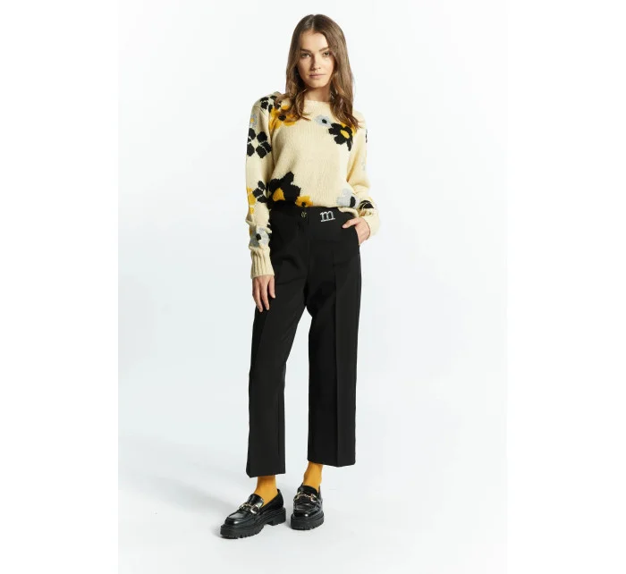 Dámske elegantné nohavice s logom značky / Čierna - Monnari
