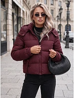 Kurtka damska zimowa pikowana z kapturem bordowa FashionStreet TY5749 Kurtka damska zimowa pikowana z kapturem bordowa FashionStreet TY5749