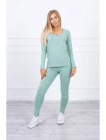 Sada s knoflíkovým výstřihem tmavě mátová Sada s knoflíkovým výstřihem tmavě mátová