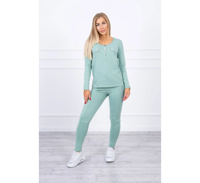 Sada s knoflíkovým výstřihem tmavě mátová Sada s knoflíkovým výstřihem tmavě mátová