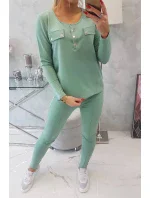 Sada s knoflíkovým výstřihem tmavě mátová Sada s knoflíkovým výstřihem tmavě mátová