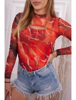 Telová blúzka mramorový vzor červená Telová blúzka mramorový vzor červená