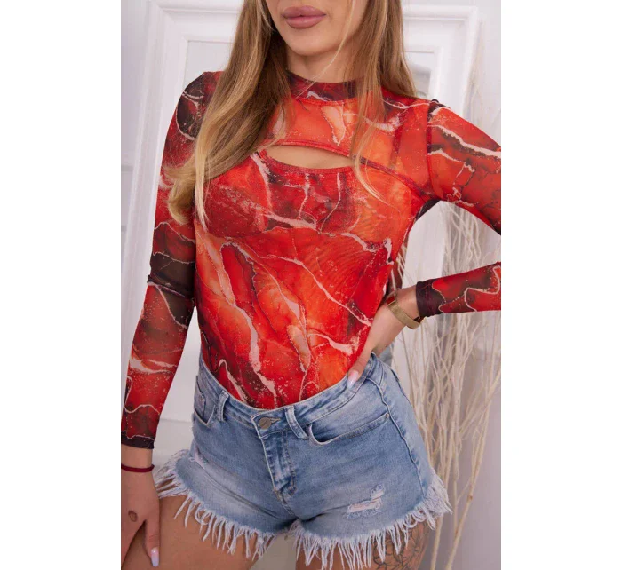Telová blúzka mramorový vzor červená Telová blúzka mramorový vzor červená