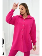 3dílný set model 18753675 top a legíny fuchsiová - K-Fashion 3dílný set model 18753675 top a legíny fuchsiová - K-Fashion