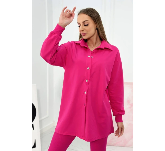 3dílný set model 18753675 top a legíny fuchsiová - K-Fashion 3dílný set model 18753675 top a legíny fuchsiová - K-Fashion