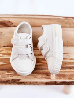 Dziecięce Skórzane Trampki Na Rzep BIG STAR KK374091 Białe