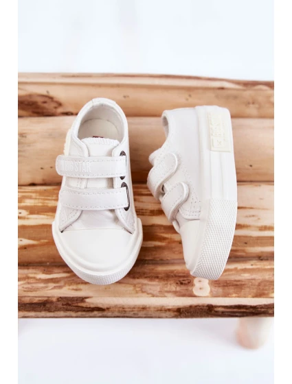 Dziecięce Skórzane Trampki Na Rzep BIG STAR KK374091 Białe Dziecięce Skórzane Trampki Na Rzep BIG STAR KK374091 Białe