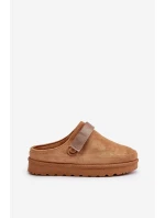 Damskie Kapcie Ocieplane Futerkiem Na Platformie Camel Azida Damskie Kapcie Ocieplane Futerkiem Na Platformie Camel Azida