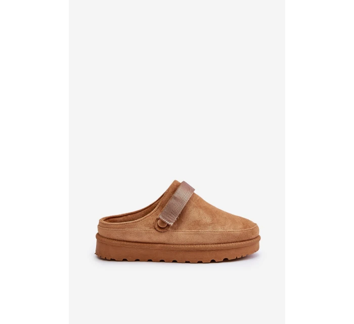 Damskie Kapcie Ocieplane Futerkiem Na Platformie Camel Azida Damskie Kapcie Ocieplane Futerkiem Na Platformie Camel Azida