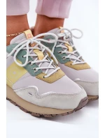 Zamszowe Sneakersy Damskie Big Star RR274244 HI-POLY SYSTEM Szaro-Żółte