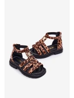 Dziewczęce Sandałki Gladiatorki Ze Złotym Detalem Panterka Vesira Dziewczęce Sandałki Gladiatorki Ze Złotym Detalem Panterka Vesira