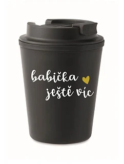 BABIČKA JEŠTĚ VÍC - čierny termohrnček 300 ml