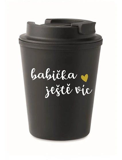 BABIČKA JEŠTĚ VÍC - čierny termohrnček 300 ml
