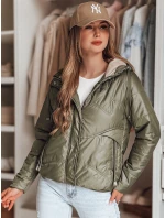 Dámská přechodná prošívaná bunda s kapucí zelená Dstreet model 21986710 - FashionStreet