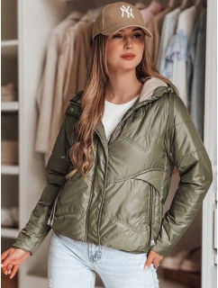 Dámská přechodná prošívaná bunda s kapucí zelená Dstreet model 21986710 - FashionStreet