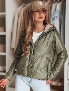 Dámská přechodná prošívaná bunda s kapucí zelená Dstreet model 21986710 - FashionStreet