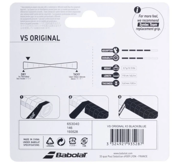 Original Feel 3 ks model 21909830 - Babolat Original Feel 3 ks model 21909830 - Babolat