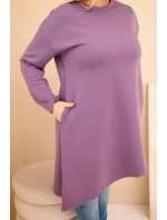 Dámske Plus veľkosť viskózové sukne s voľným strihom a dlhými rukávmi fialová Dámske Plus veľkosť viskózové sukne s voľným strihom a dlhými rukávmi fialová