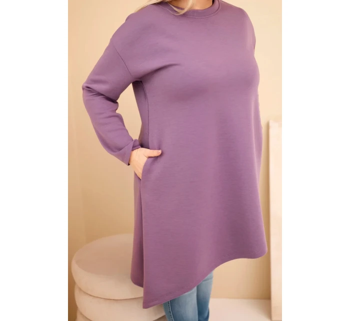 Dámske Plus veľkosť viskózové sukne s voľným strihom a dlhými rukávmi fialová Dámske Plus veľkosť viskózové sukne s voľným strihom a dlhými rukávmi fialová