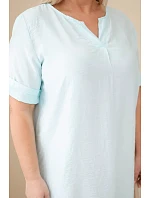 Dámske plus veľkosť viskózové šaty s krátkymi rukávmi a výstrihom do V Mint