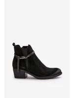 Zazoo 60478 Zamszowe Botki Na Obcasie Ocieplane Zapinane Na Zamek Czarne