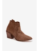 Kovbojky z pravé semišové kůže model 22035885 Khaki - Zazoo