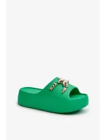 Dámske ľahké penové papuče so zelenými ozdobami Orchia