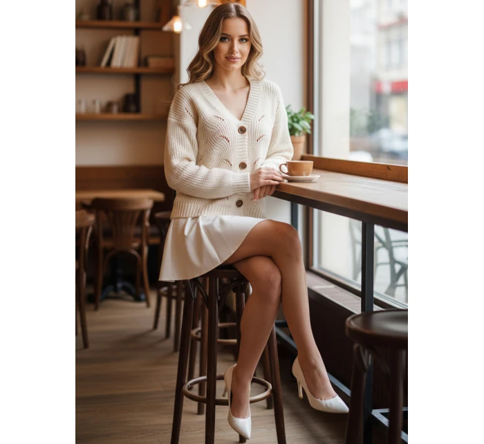 Dámský svetr ecru Dstreet model 21982782 - FashionStreet Dámský svetr ecru Dstreet model 21982782 - FashionStreet