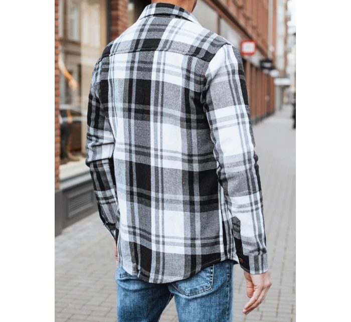 Pánská černobílá kostkovaná košile model 21994095 - Dstreet Pánská černobílá kostkovaná košile model 21994095 - Dstreet