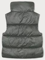 Dámsky krátky top bez rukávov so stojatým golierom Khaki (B8245-11)