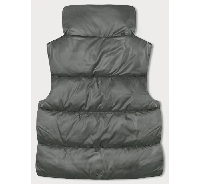 Dámsky krátky top bez rukávov so stojatým golierom Khaki (B8245-11)