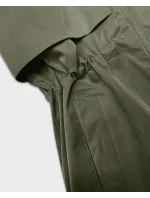 Dámska bunda v olivovej farbe s ohrnutými rukávmi LHD (LHD-24591)