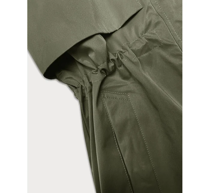 Dámska bunda v olivovej farbe s ohrnutými rukávmi LHD (LHD-24591)