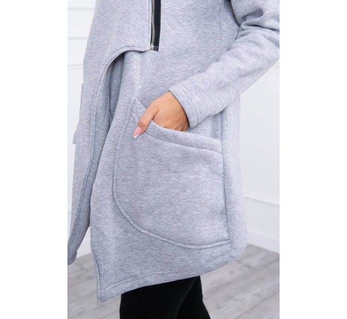 Zateplená mikina s asymetrickým zipem šedá Zateplená mikina s asymetrickým zipem šedá