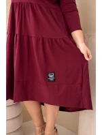 Dámske Plus veľkosť bavlnená sukňa s volánikmi a volánové rukávy žltá