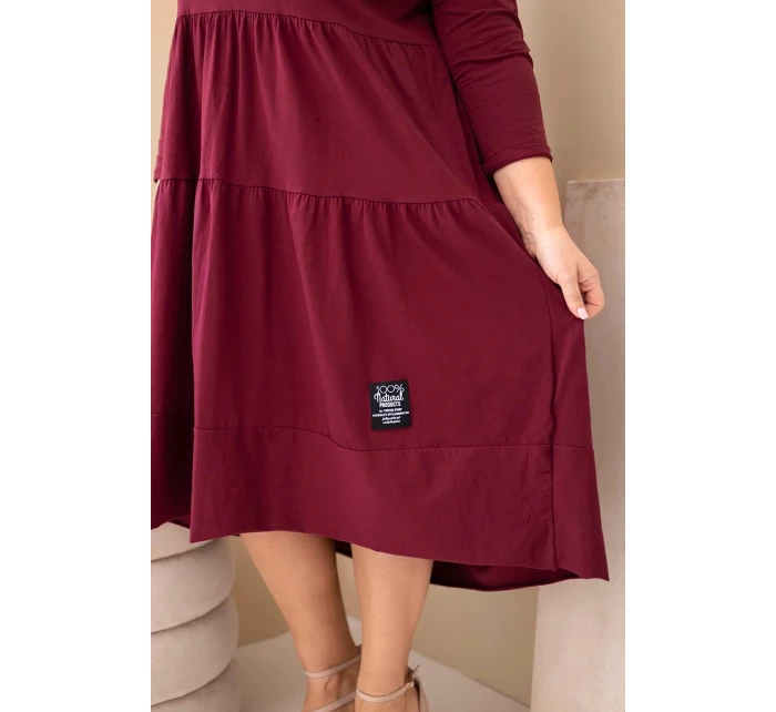 Dámske Plus veľkosť bavlnená sukňa s volánikmi a volánové rukávy žltá