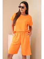 Dámske bavlnené tričko s krátkym rukávom a šortky s elastickým pásom Orange