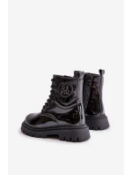 Lakované boty dívčí zateplené kožešinou na zip černé model 21672490 - Boto Lakované boty dívčí zateplené kožešinou na zip černé model 21672490 - Boto