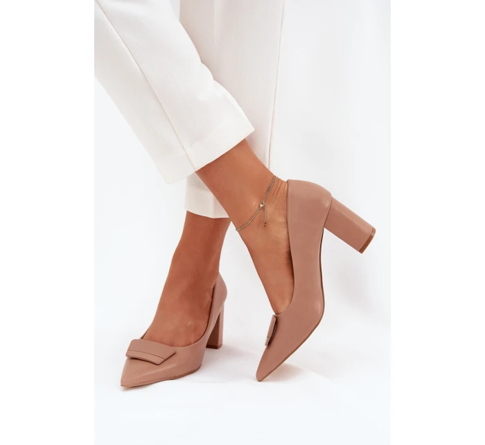 Lodičky Na Podpatku S Dekorací Tmavě Béžové model 21704585 - Boto