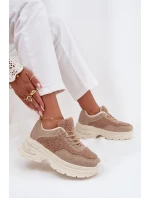 Sneakersy Damskie Z Cyrkoniami I Futerkiem Typu Baranek Beżowe Zarika Sneakersy Damskie Z Cyrkoniami I Futerkiem Typu Baranek Beżowe Zarika