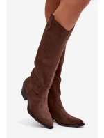 Dámské Kovábojky Na Podpatku Z Eko Semiše Hnědé Esmira Dámské Kovábojky Na Podpatku Z Eko Semiše Hnědé Esmira