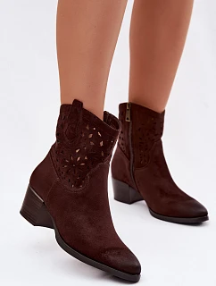 Dámské otevřené kotníkové boty model 22100127 Čokoládové - VINCEZA