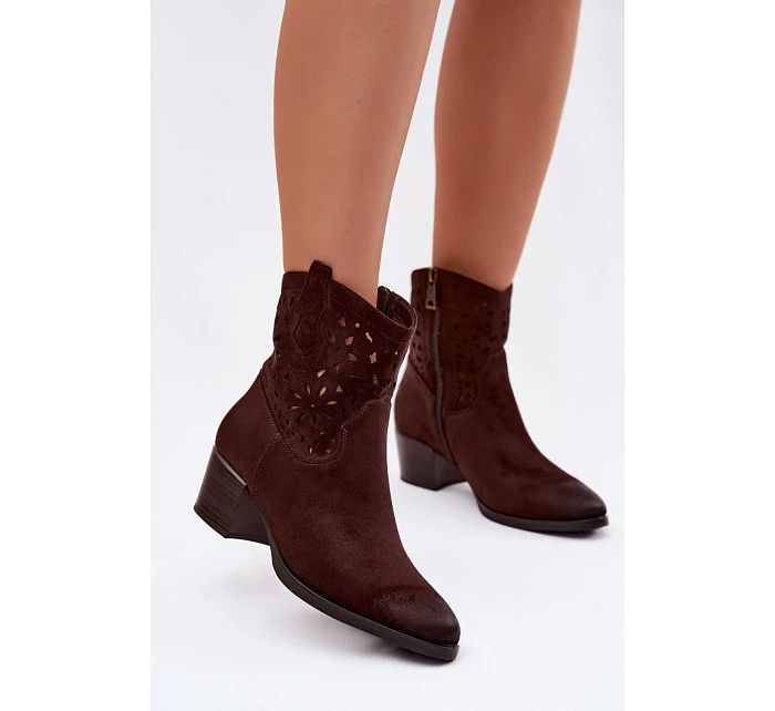 Dámské otevřené kotníkové boty Vinceza 58452 Čokoládové