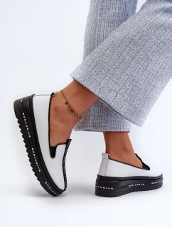 Dámske kožené topánky na platforme S.Barski White