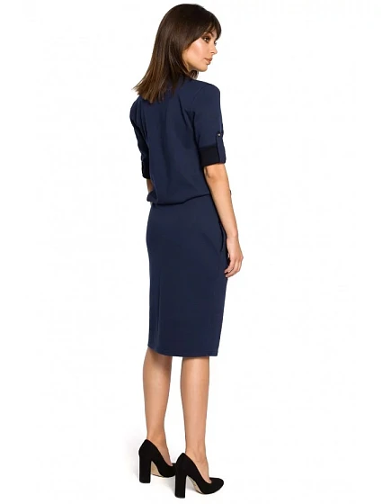 Dámské šaty model 20965287 Tmavě modrá - BeWear Dámské šaty model 20965287 Tmavě modrá - BeWear